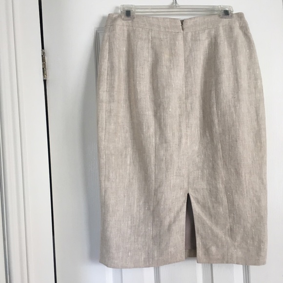 Hobbs Luxury British Fashion 100% Flax Linen Classic Pencil Skirt Natural - Picture 4 of 7